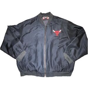 Chicago Bulls 100% Silk Jacket Size XL Black Jeff Hamilton JH Designs